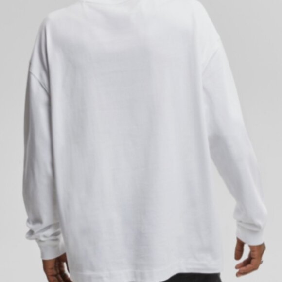 Mode of One Mens Long Sleeve Oversized Fit T Shirt Bright White Color Size M - Picture 2 of 8